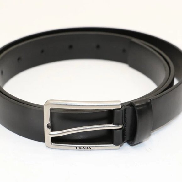 Prada Women's Leather Belt 40 - Black/Silver - Picture 1 of 9